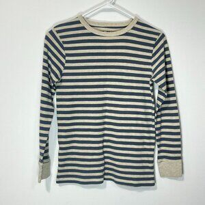 Children's Place Blue Grey Stripe Long Sleeve Thermal Waffle Knit Lg 10/12